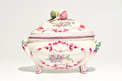 A French faience de l'Est tureen and cover on stand, 19th C.